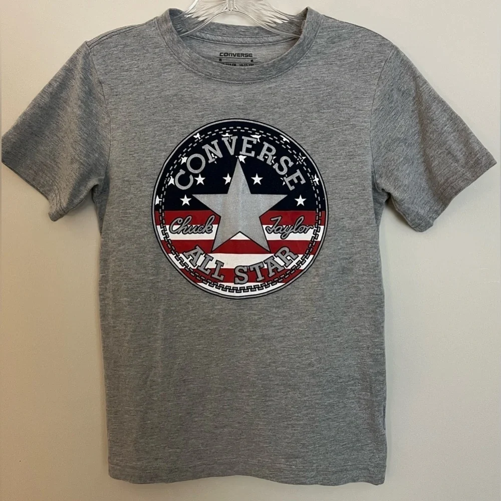 EUC Converse Chuck Taylor Youth Gray Tee w/Graphic; Size M 10-12 yrs; Unisex